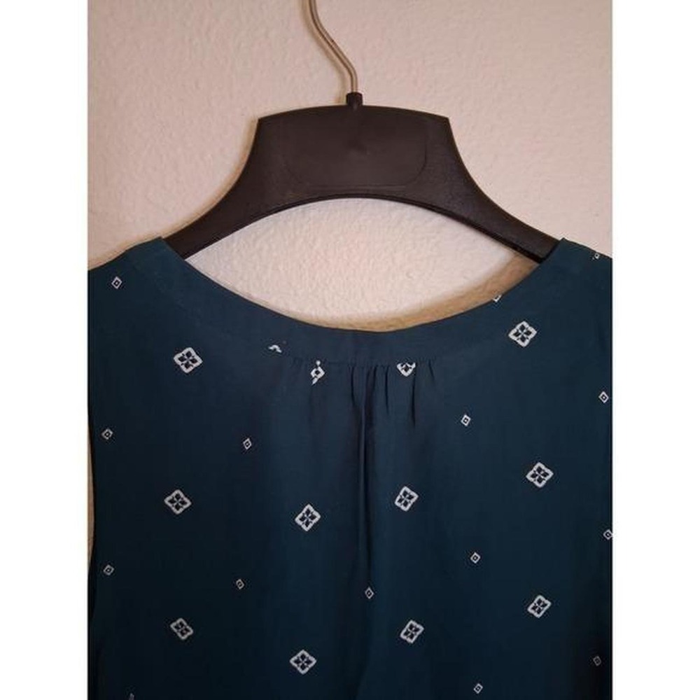 Mix by 41 Hawthorn Teal Sleeveless Geometric Diamond Print Blouse Small NWT - Picture 4 of 5